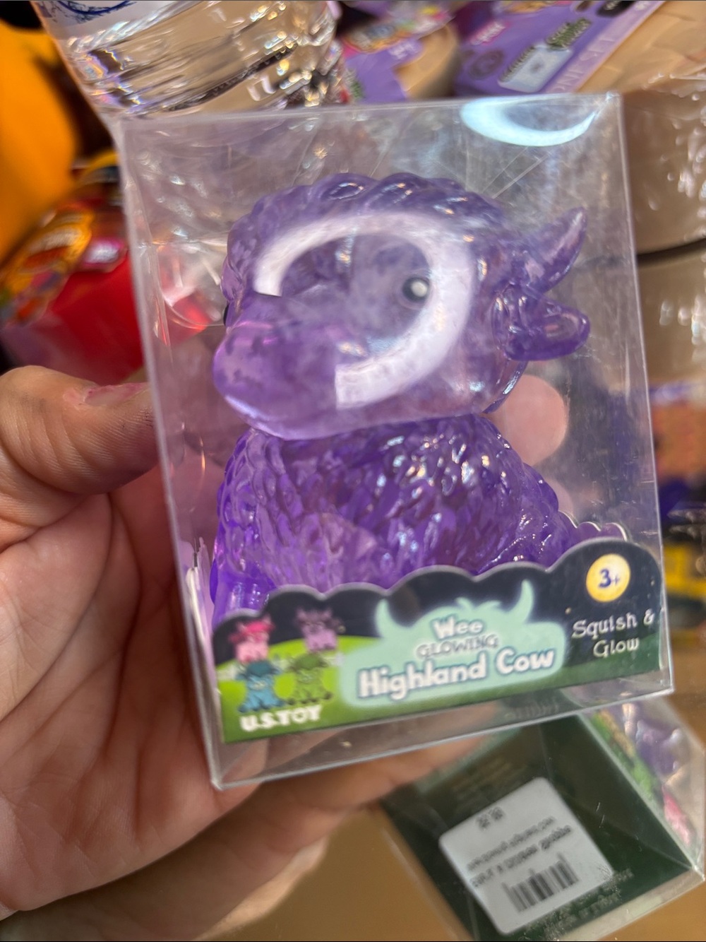 ULS Toy Wee Glowing Highland Cow - Purple Squish & Glow Figurine